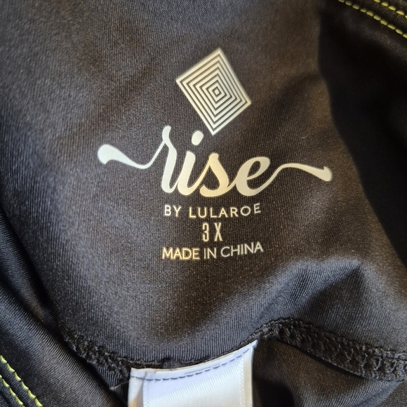 LuLaRoe Rise Brave line women's size 3X leggings black with yellow stripe NWT - Picture 5 of 9
